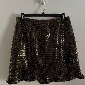 Mi ami Black and Gold Sequin Mini Skirt
